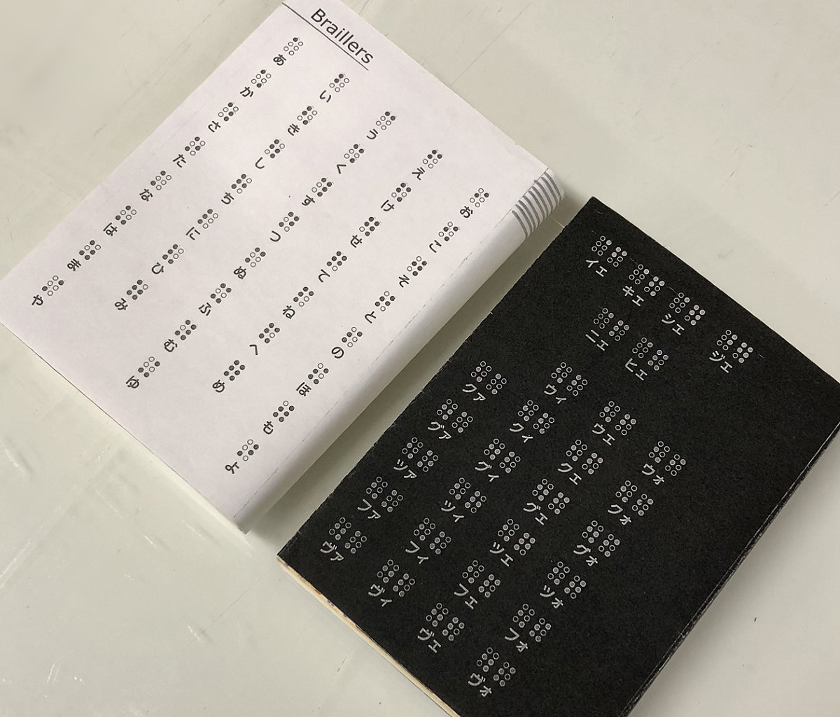 点字一覧表を印刷したブックカバーの写真